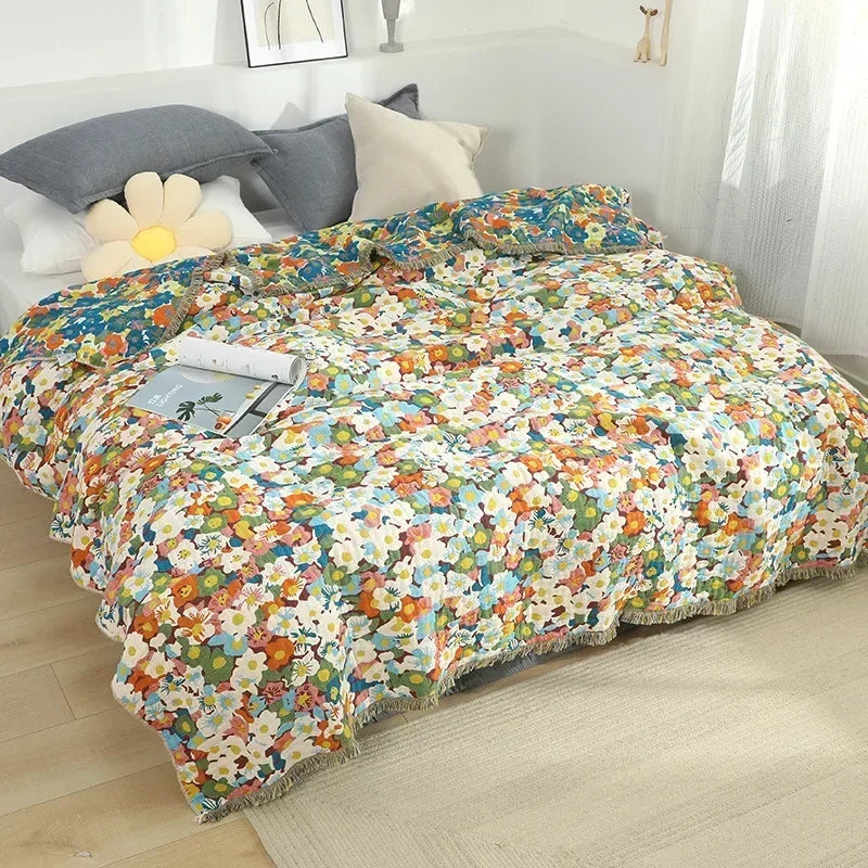 Japanese Cotton Double-sided Sofa Cover Throw Blanket For Bed Towel Cover Four Seasons General Quilt Bed Sheet Travel Blanket